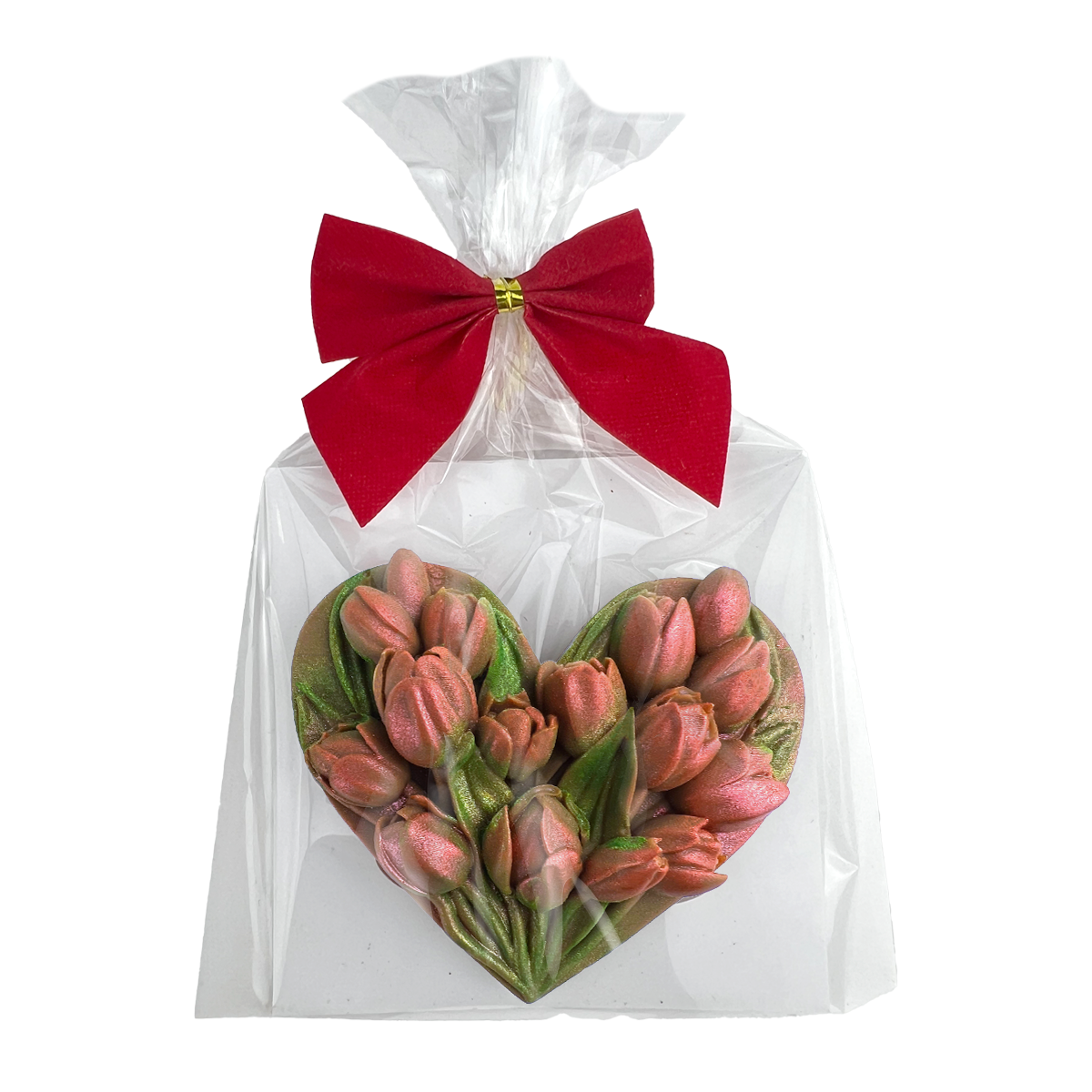 Serce z bukietem tulipanów z mlecznej czekolady (40g) - obrazek 2