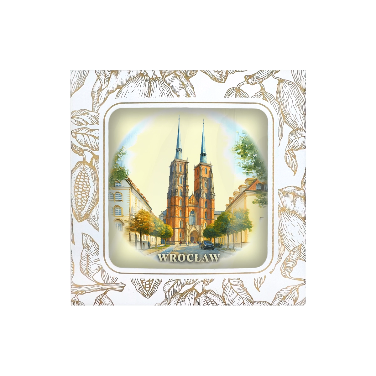 Czekolada mleczna i biała z grafiką – Wrocław (45g)