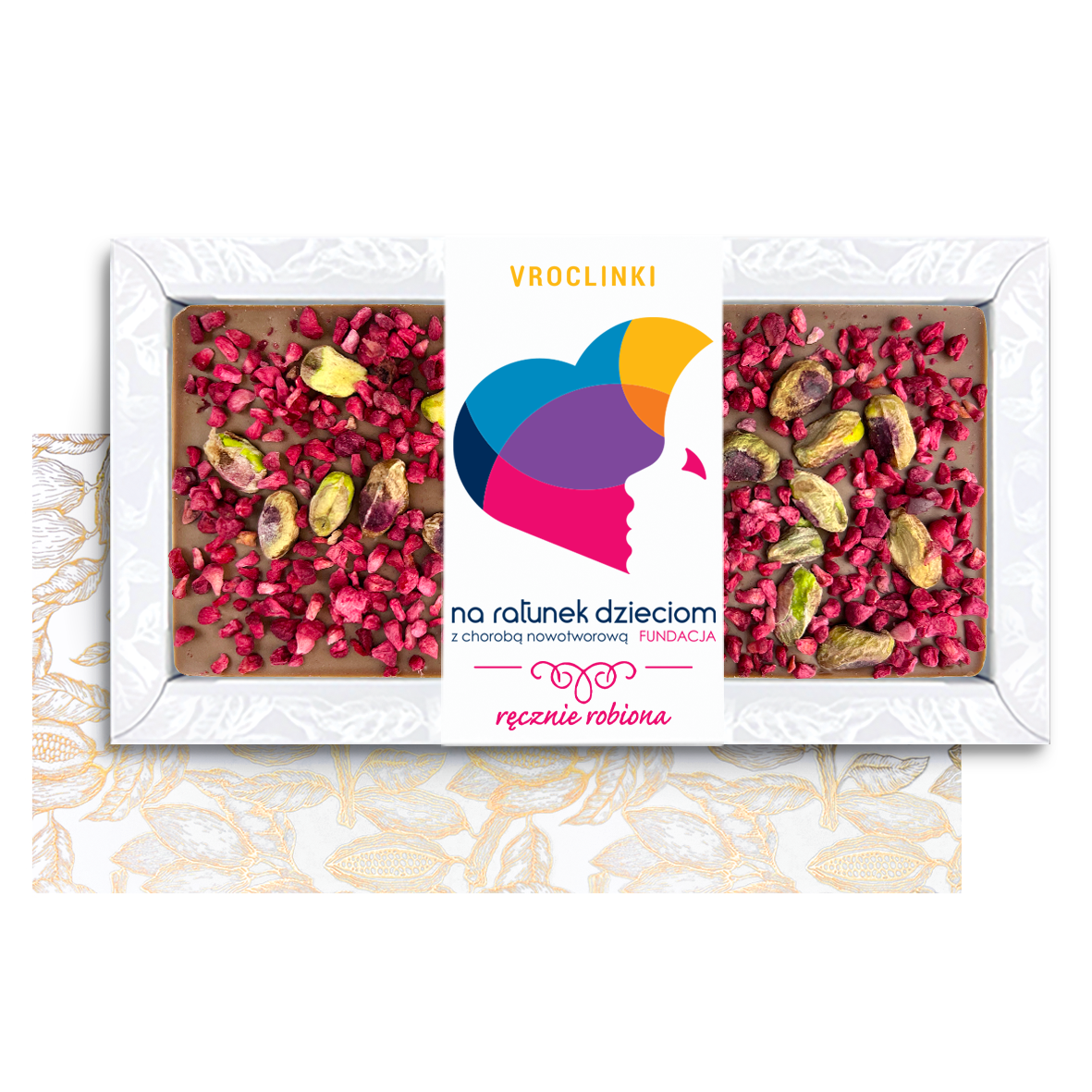 Czekolada Mleczna z Malinami i Pistacjami 80g